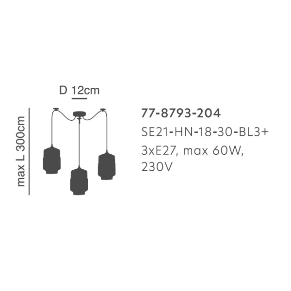 Φωτιστικό Οροφής Τρίφωτο Homelighting Gaby 77-8793 Honey/Black