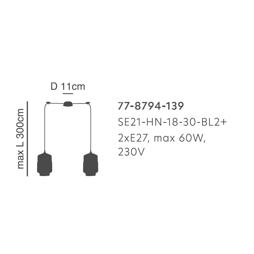 Φωτιστικό Οροφής Δίφωτο Homelighting Gaby 77-8794 Honey Black Home Φωτιστικά Spitishop