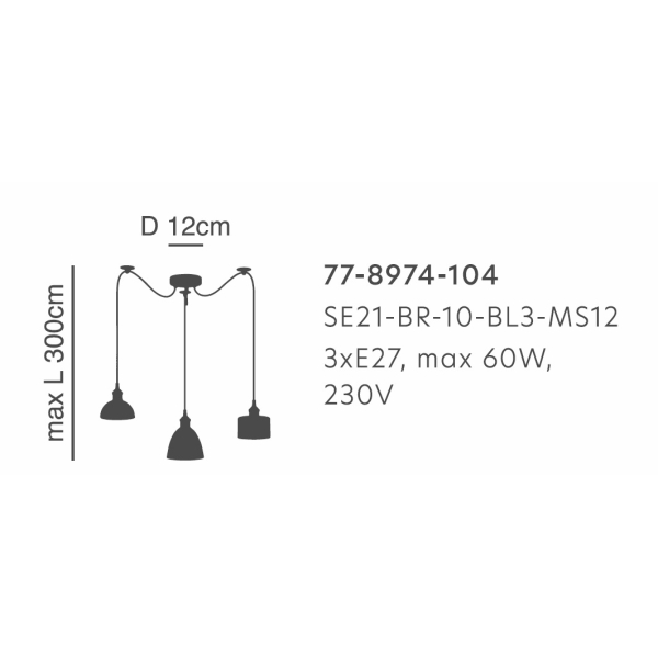 Φωτιστικό Οροφής Τρίφωτο Homelighting Magnum Flex 77-8974