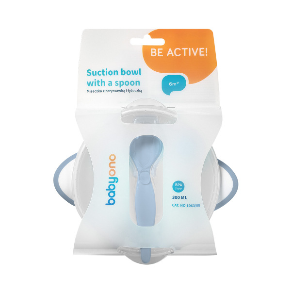 Φαγητοδοχείο & Κουτάλι (Σετ) 300ml BabyOno Μπλε BN1063/05