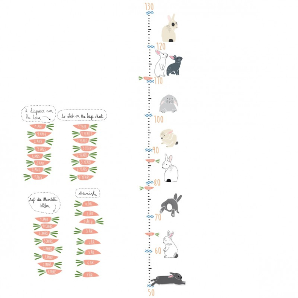 Αυτοκόλλητο Αναστημόμετρο Τοίχου Mimi'lou Rabbits MML-ART448