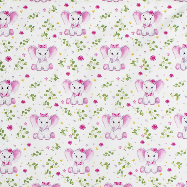 Παπλωματοθήκη Κούνιας (120x160) Dimcol Elephant 173 White-Pink
