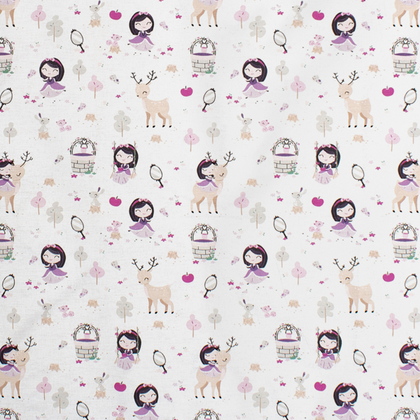 Σεντόνι Κούνιας Με Λάστιχο (70x140+15) Dimcol Lily & Deer 179 White-Pink