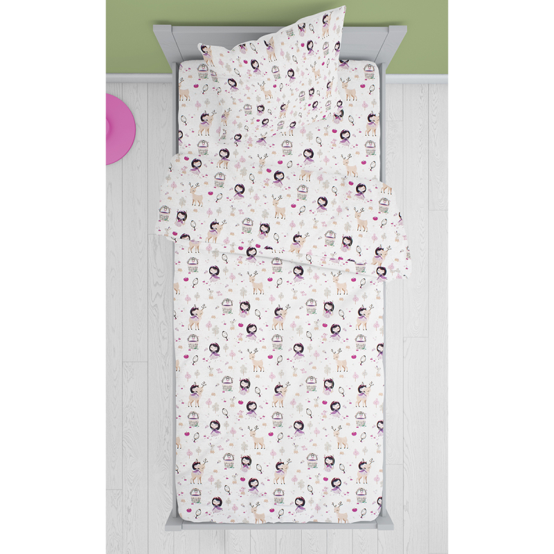 Πάπλωμα Μονό (160x240) Dimcol Lily & Deer 179 White-Pink