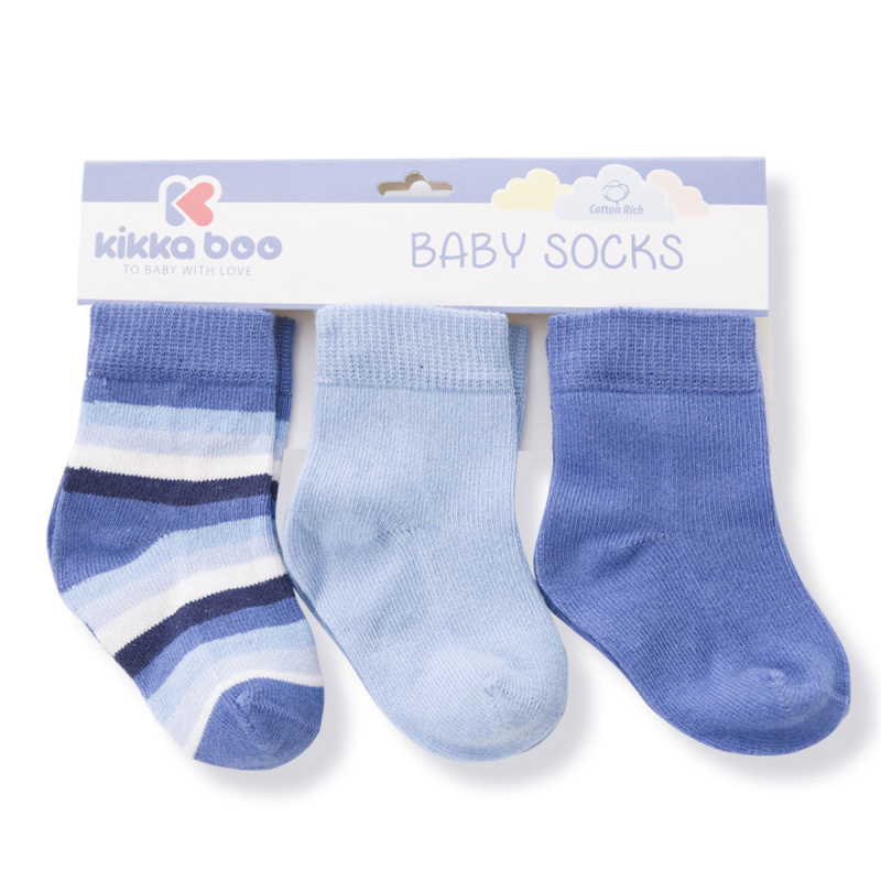 Βρεφικά Καλτσάκια (Σετ 3 Ζεύγη) Kikka Boo Stripes Light Blue