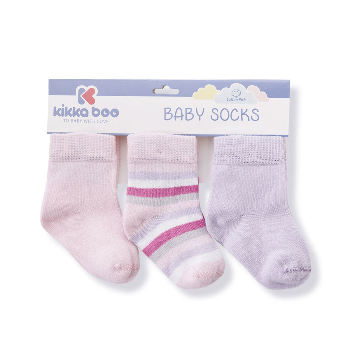 Kikka Boo Βρεφικά Καλτσάκια (Σετ 3 Ζεύγη) Kikka Boo Stripes Purple 6-12 Μηνών 6-12 Μηνών
