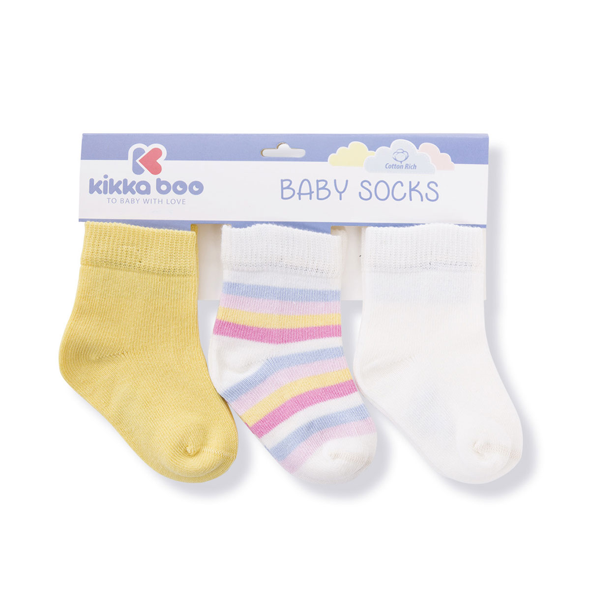 Βρεφικά Καλτσάκια (Σετ 3 Ζεύγη) Kikka Boo Stripes Yellow 6-12 Μηνών 6-12 Μηνών