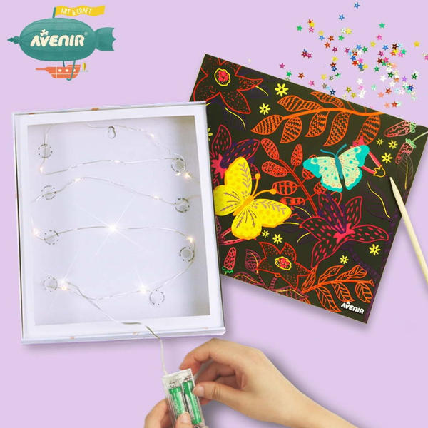 Κουτί Με Φωτάκια Και Φύλλα Ζωγραφικής Scratch Avenir Create Your Own Light Box