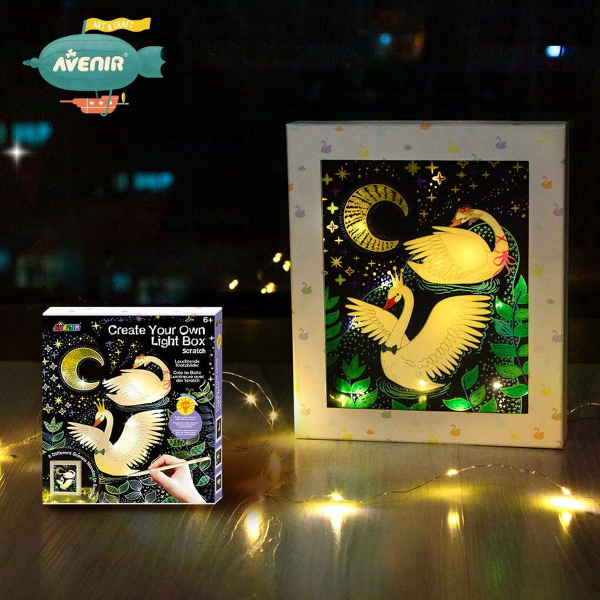 Κουτί Με Φωτάκια Και Φύλλα Ζωγραφικής Scratch Avenir Create Your Own Light Box