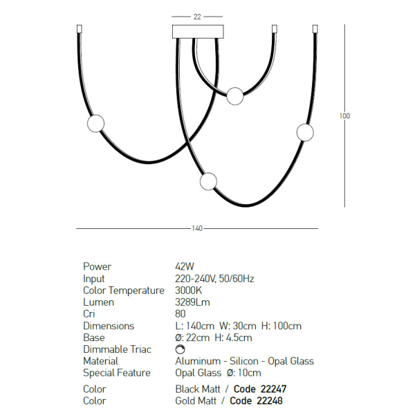 Φωτιστικό Οροφής LED Dimmable Zambelis 22248 Gold Matt