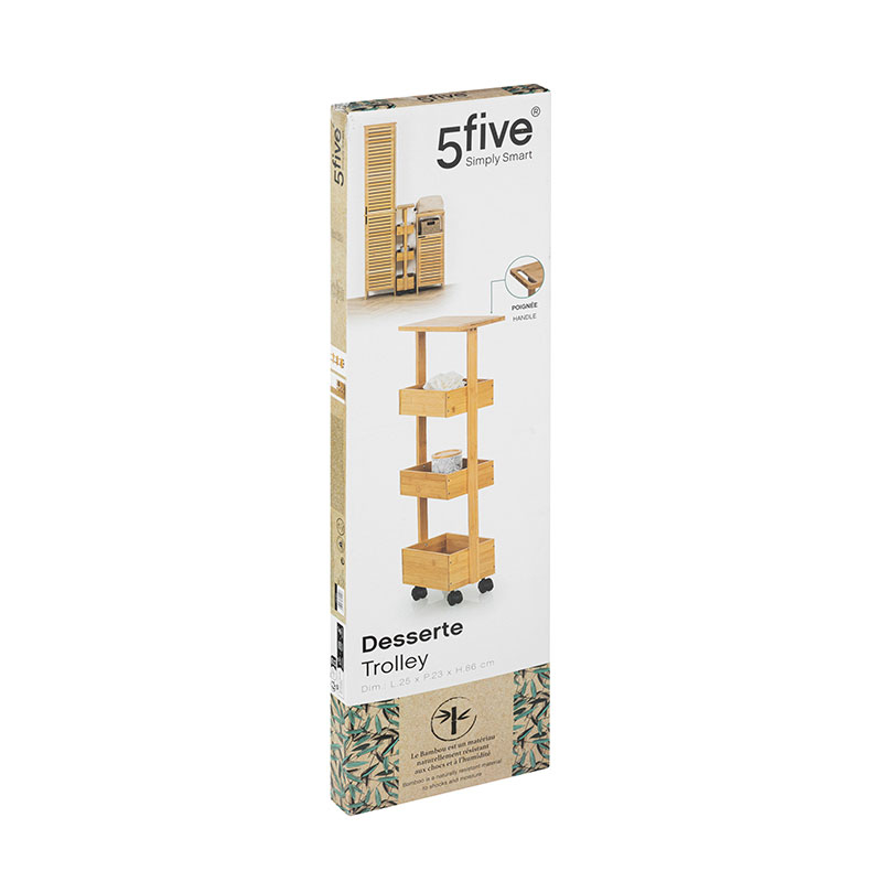 Τρόλεϊ Ραφιέρα 3 Θέσεων (25X23X86) F-V Bamboo Trolley Wheels 174783 Home Οργάνωση & Αποθήκευση Οργάνωσης Spitishop