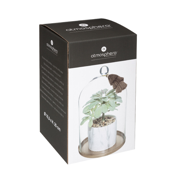 Τεχνητό Φυτό Σε Γυάλα (Φ15.3x25) A-S Plant Glass 181415