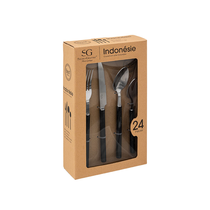 Μαχαιροπίρουνα (Σετ 24Τμχ) S-D Indo Black 189073E Home Είδη Σερβιρίσματος Spitishop