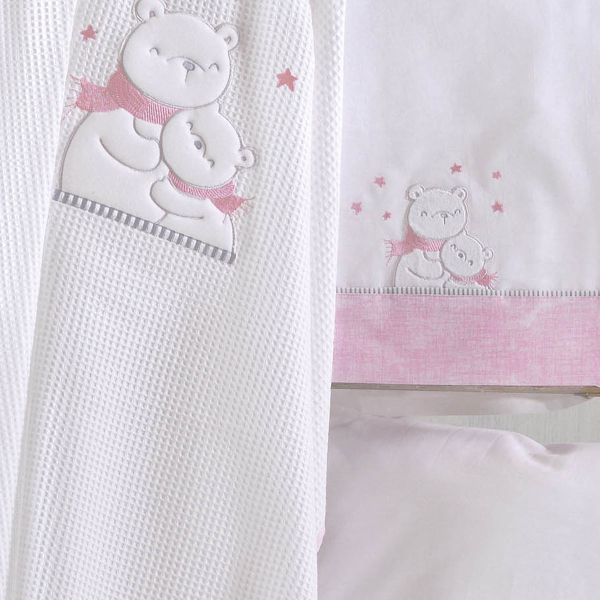 Κουβέρτα Πικέ Κούνιας (120x150) Rythmos Snowball Pink