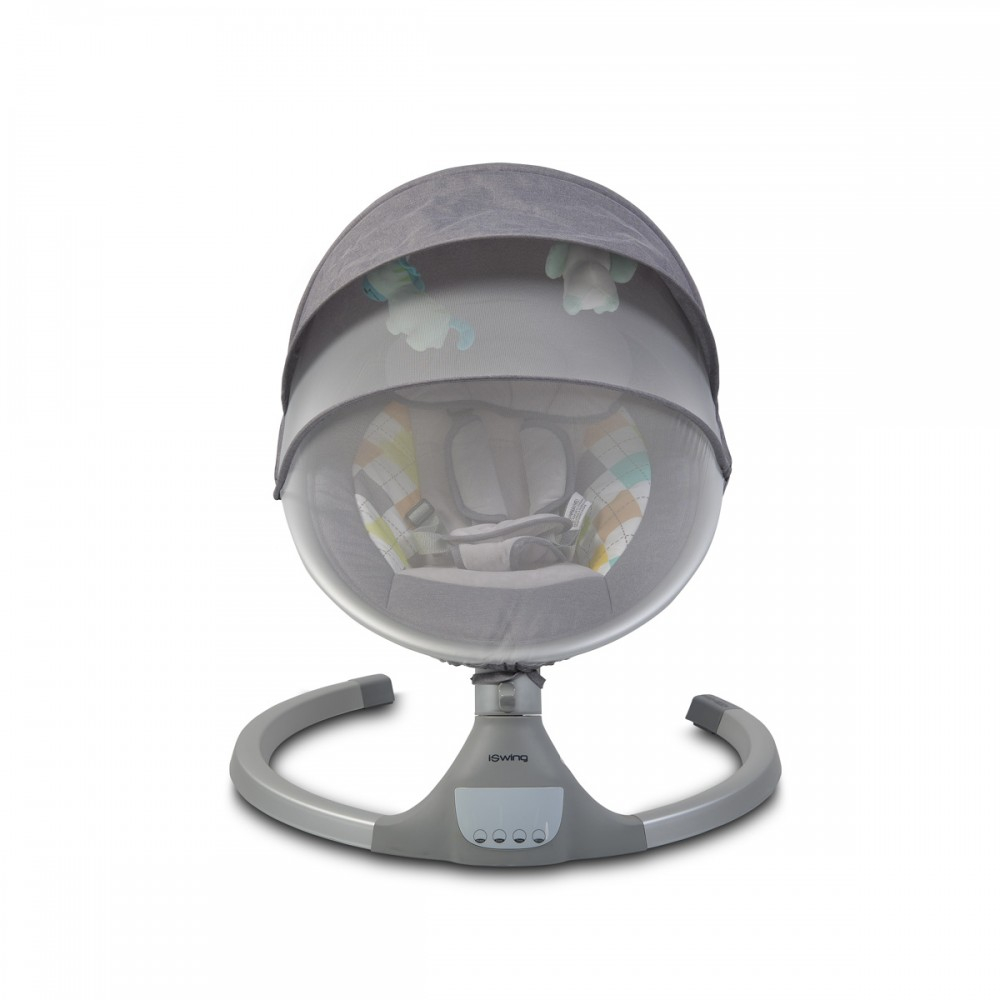 Ηλεκτρικό Ρηλάξ με Μουσική (0-6 Μηνών Έως 9Kg) Cangaroo Iswing Light Grey Home Βρεφικά Relax Μωρού Spitishop