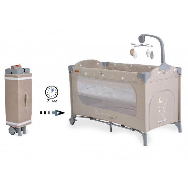 Παρκοκρέβατο 2 Θέσεων (0+ Μηνών/Έως 15kg) Cangaroo Once Upon A Time 2 Grey