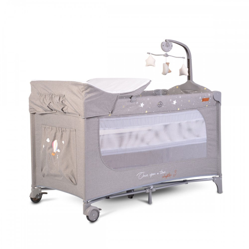 Παρκοκρέβατο 2 Θέσεων Με Αλλαξιέρα (0+ Μηνών/Έως 15kg) Cangaroo Once Upon A Time 3 Grey