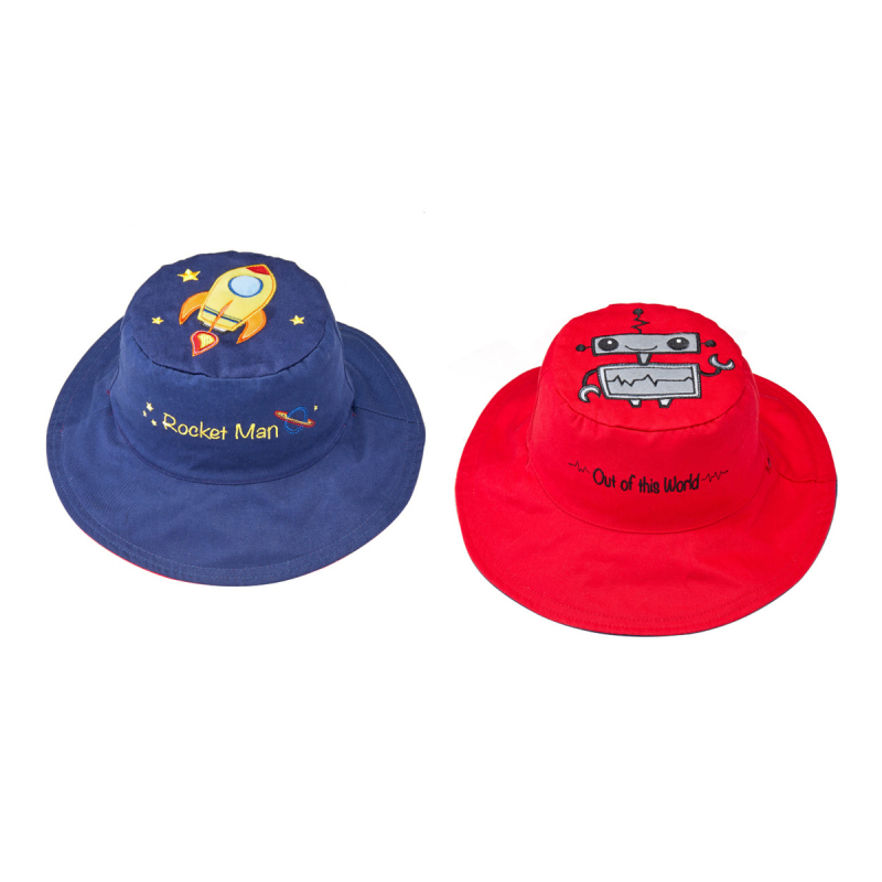 Παιδικό Καπέλο 2 Όψεων Με Αντιηλιακή Προστασία UPF50 FlapjackKids Διαστημόπλοιο