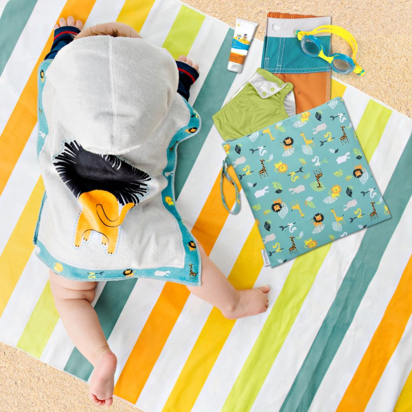 Παιδική Πετσέτα Θαλάσσης Microfiber 2 Όψεων (71x145) FlapjackKids Green Zoo