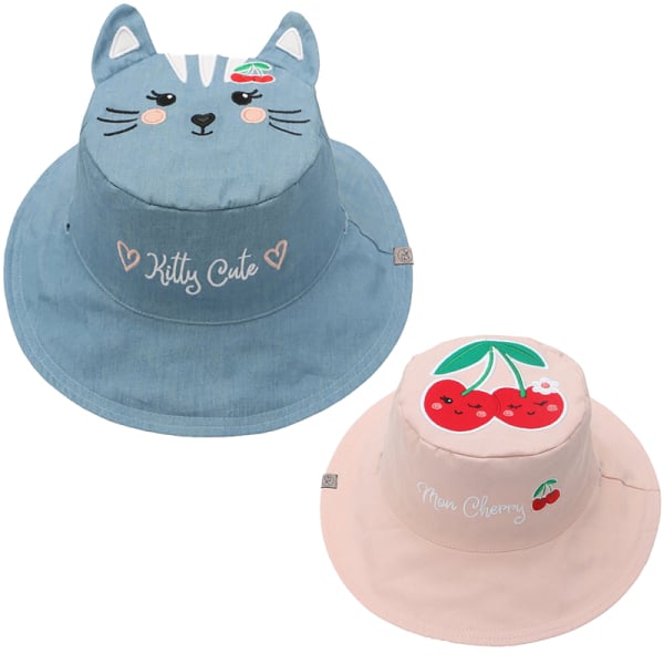 Παιδικό Καπέλο 2 Όψεων Με Προστασία UV FlapjackKids Cat/Cherry