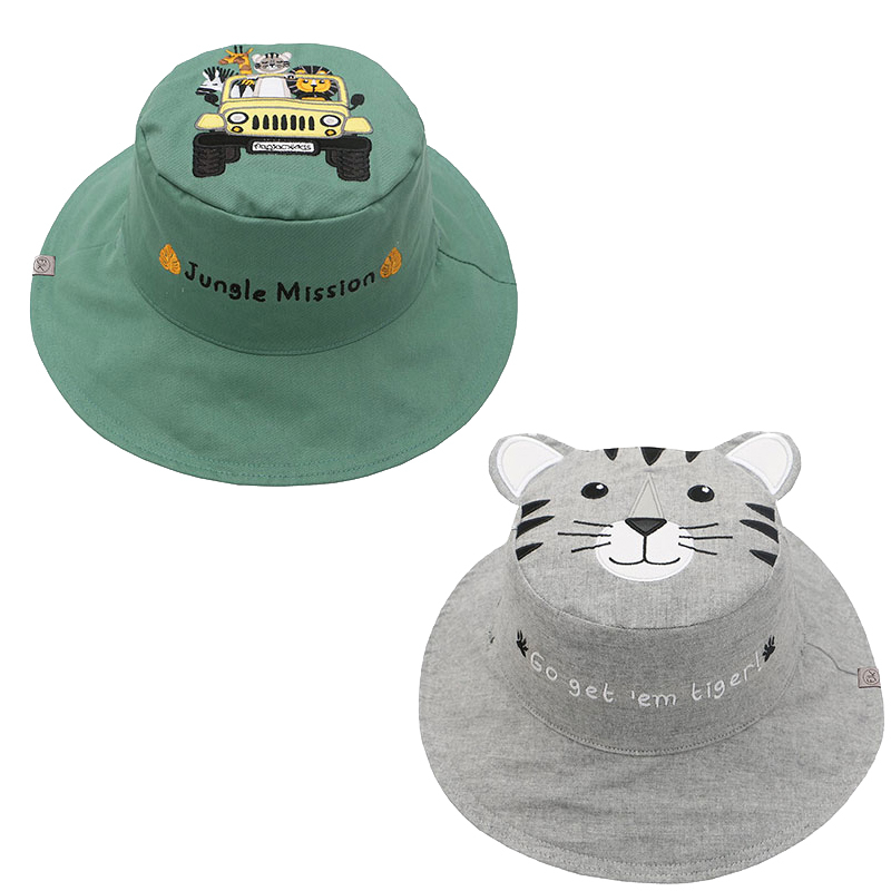 Παιδικό Καπέλο 2 Όψεων Με Αντιηλιακή Προστασία UPF50 FlapjackKids Tiger/Safari Truck