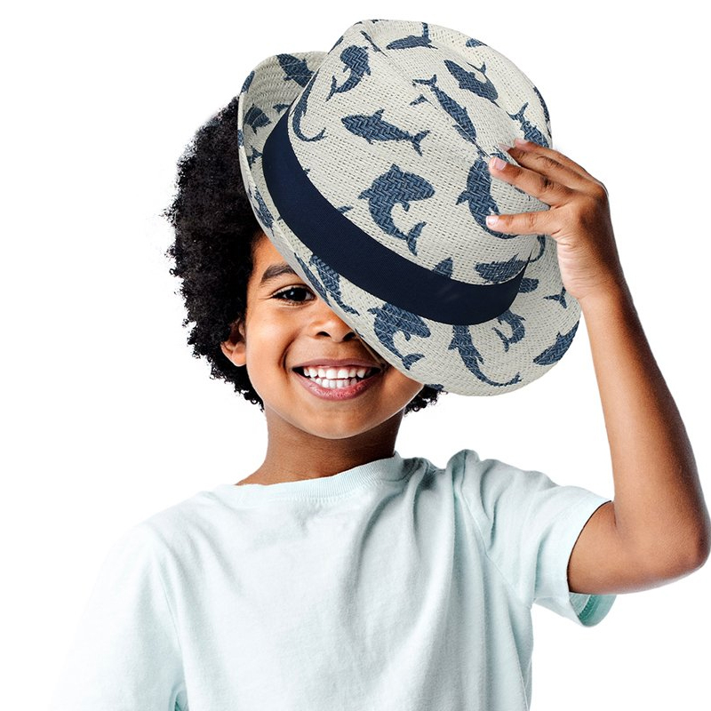 Παιδικό Ψάθινο Καπέλο Με Προστασία UV FlapjackKids Shark