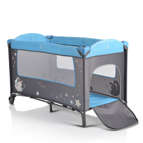 Παρκοκρέβατο 2 Θέσεων Με Αλλαξιέρα (0+ Μηνών/Έως 15kg) Moni Sleepy Blue