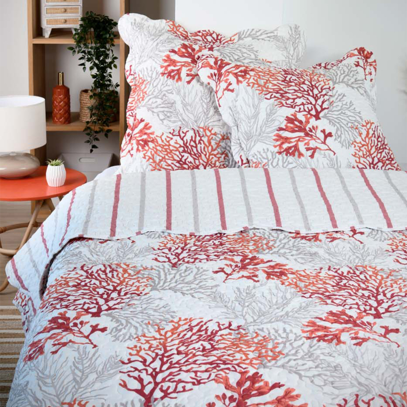 Κουβερλί King Size 2 Όψεων (240x260) + Διακοσμητικές Μαξιλαροθήκες S-F Quiberon Corail P5B675002