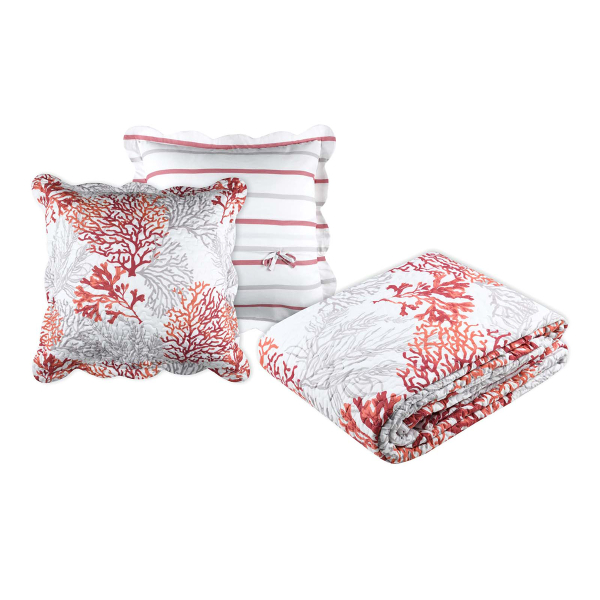 Κουβερλί King Size 2 Όψεων (240x260) + Διακοσμητικές Μαξιλαροθήκες S-F Quiberon Corail P5B675002
