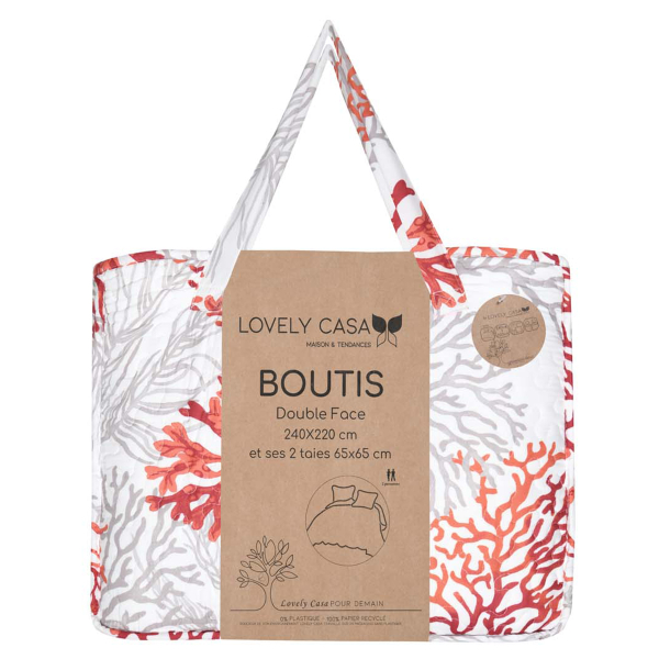 Κουβερλί King Size 2 Όψεων (240x260) + Διακοσμητικές Μαξιλαροθήκες S-F Quiberon Corail P5B675002