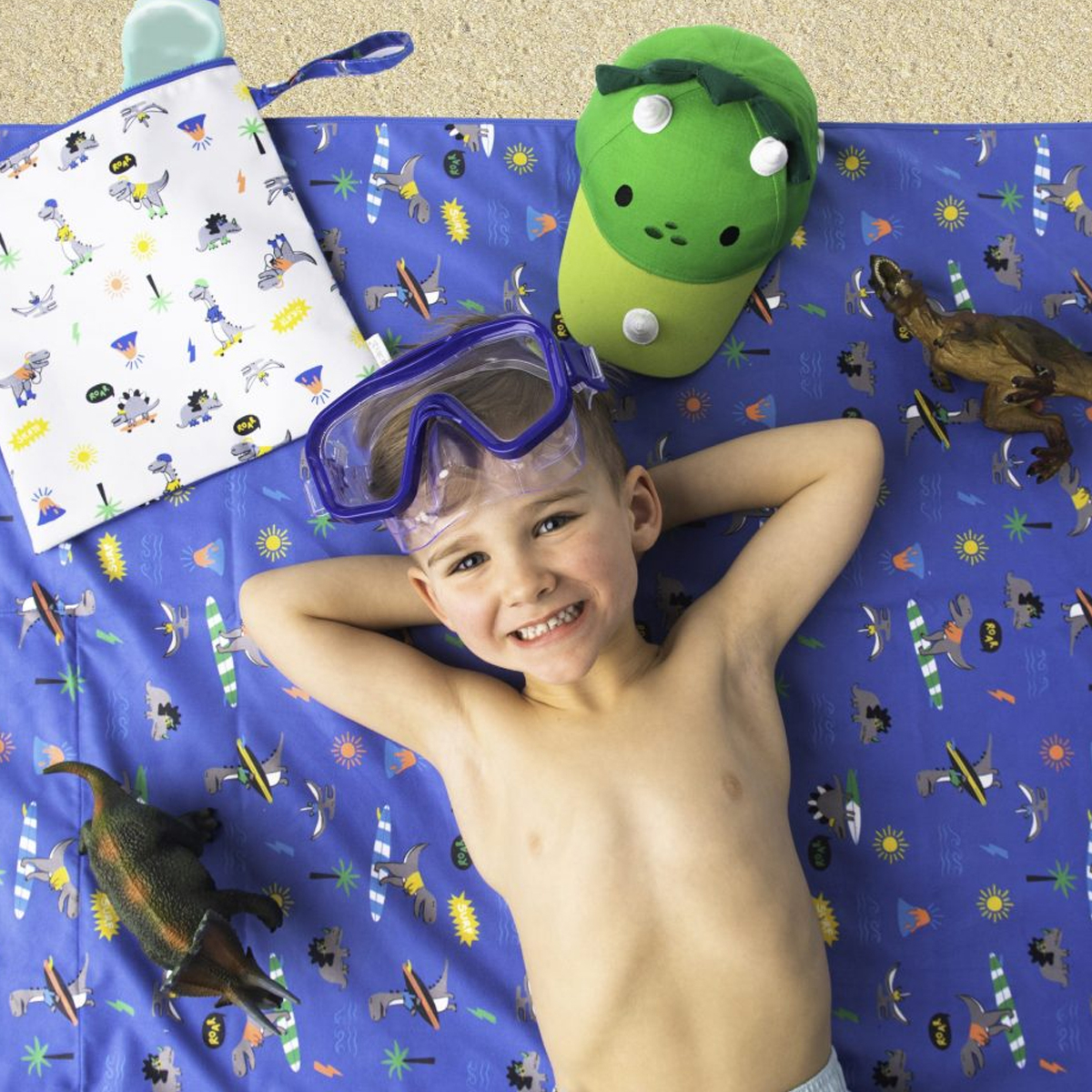 Παιδική Πετσέτα Θαλάσσης Microfiber 2 Όψεων (71X145) Flapjackkids Dino Home Πετσέτες Παιδικές Spitishop