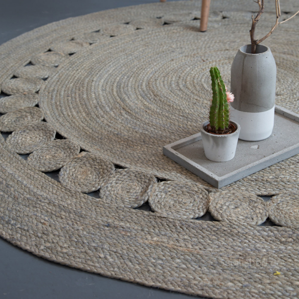 Στρογγυλό Χαλί Καλοκαιρινό (Φ150) Nima Carpets Makrame Light Grey