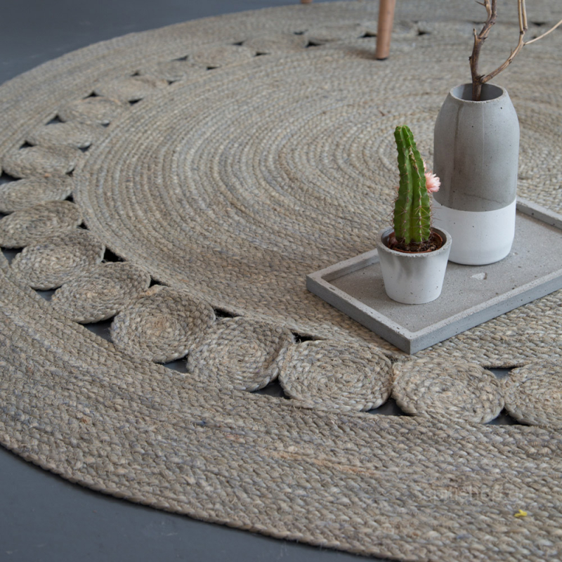 Στρογγυλό Χαλί Καλοκαιρινό (Φ150) Nima Carpets Makrame Light Grey