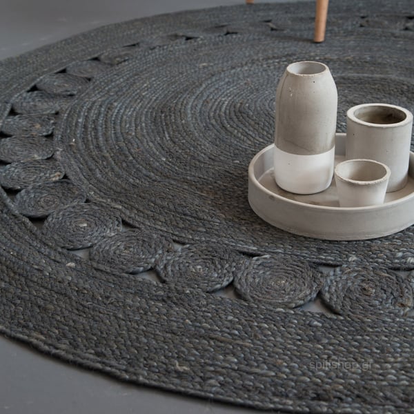 Στρογγυλό Χαλί Καλοκαιρινό (Φ150) Nima Carpets Makrame Dark Grey