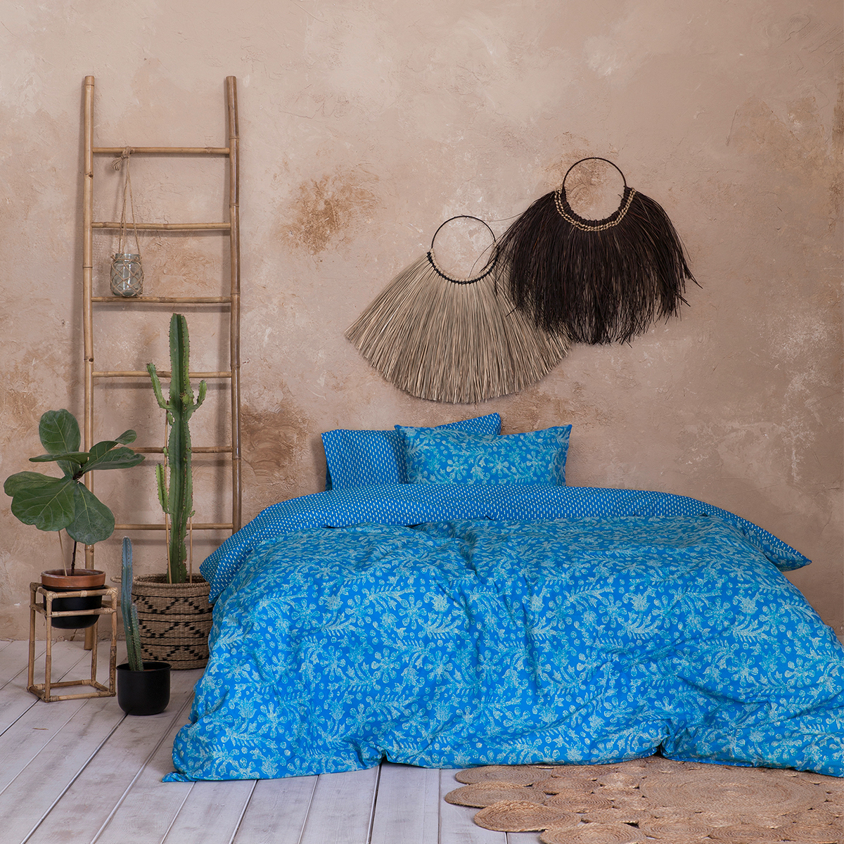 Σεντόνια Υπέρδιπλα (Σετ 220×260) Nima Bed Linen Salma Blue