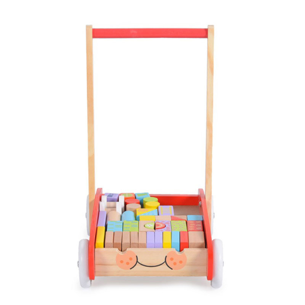 Ξύλινο Καρότσι - Περπατούρα Με Τουβλάκια Moni 2112