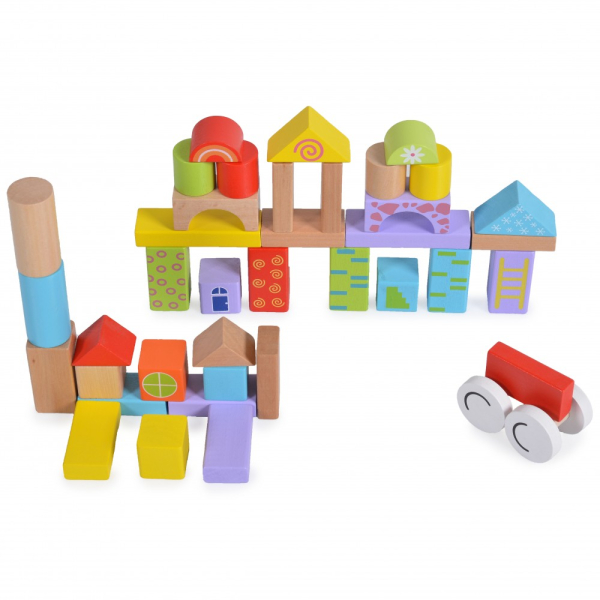 Ξύλινο Καρότσι - Περπατούρα Με Τουβλάκια Moni 2112