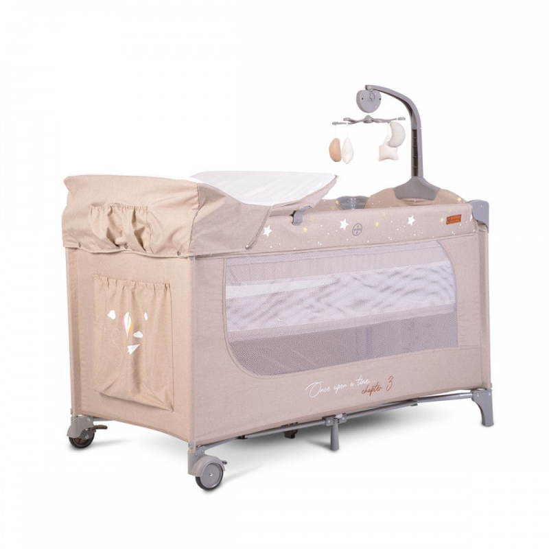 Παρκοκρέβατο 2 Θέσεων Με Αλλαξιέρα (0+ Μηνών/Έως 15kg) Cangaroo Once Upon A Time 3 Beige