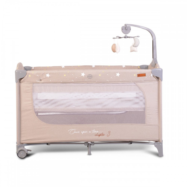 Παρκοκρέβατο 2 Θέσεων Με Αλλαξιέρα (0+ Μηνών/Έως 15kg) Cangaroo Once Upon A Time 3 Beige