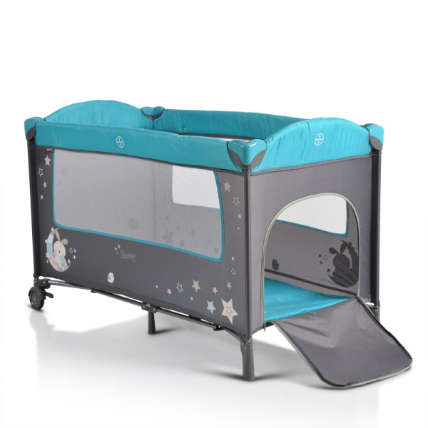 Παρκοκρέβατο 2 Θέσεων Με Αλλαξιέρα (0+ Μηνών/Έως 15kg) Moni Sleepy Turquoise