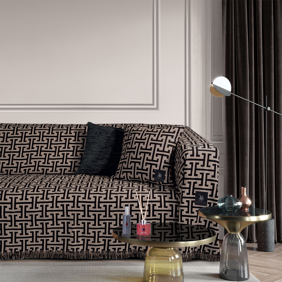Διακοσμητικό Μαξιλάρι (40X40) Greenwich Polo Club 3902 Beige-Black Home Λευκά Είδη Σαλονιού Μαξιλάρια Διακοσμητικά Spitishop