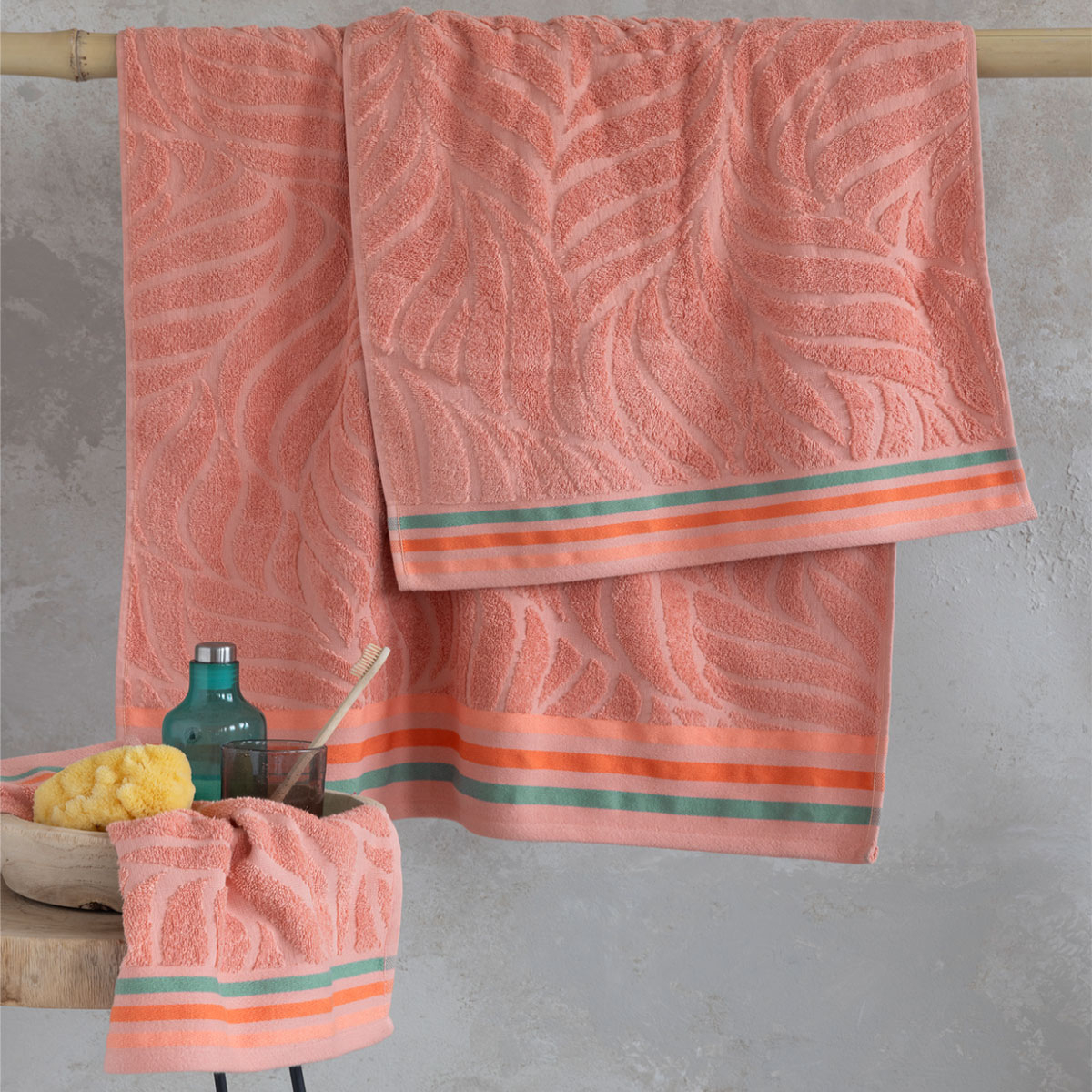 Πετσέτες Μπάνιου (Σετ 3τμχ) Nima Nanea Dark Pink 480gsm 240188