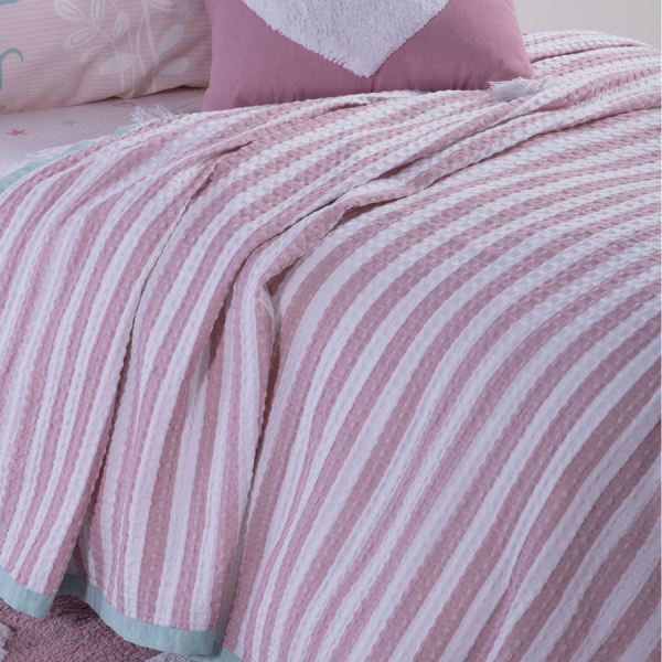 Κουβέρτα Πικέ Μονή (160x240) Nef-Nef Happy Stripe Pink