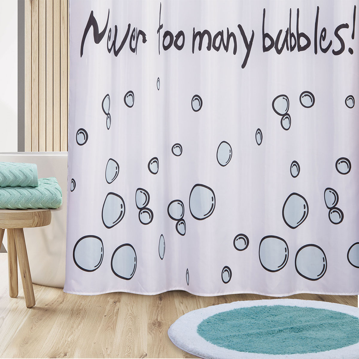 Κουρτίνα Μπάνιου (180×180) Με Τρουκς Nef-Nef Many Bubbles