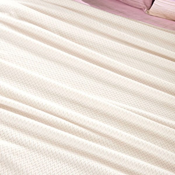 Κουβέρτα Fleece Μονή (160x220) + Διακοσμητική Μαξιλαροθήκη (Σετ) Guy Laroche Rombus Ecru