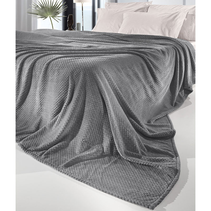 Κουβέρτα Fleece Μονή (160x220) + Διακοσμητική Μαξιλαροθήκη (Σετ) Guy Laroche Rombus Carbon