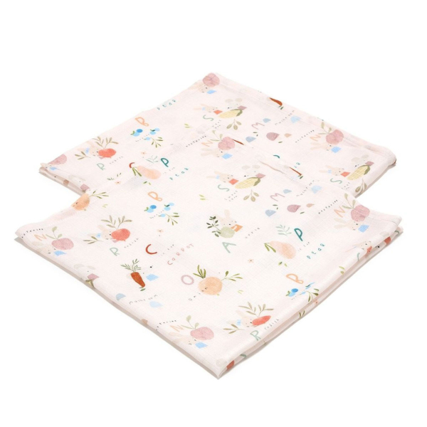 Μουσελίνες/Πάνες Αγκαλιάς (Σετ 2τμχ) La Millou ABC Fruits Smoke Rose