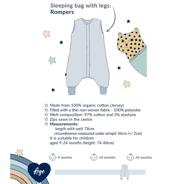 Καλοκαιρινός Υπνόσακος Με Πόδια 1.7 Tog (9-24 Μηνών) La Millou ABC Farm Khaki