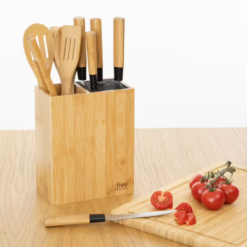 Μαχαίρια Κουζίνας & Κουτάλες Σε Βάση (Σετ 11τμχ) F-V Bamboo 189690