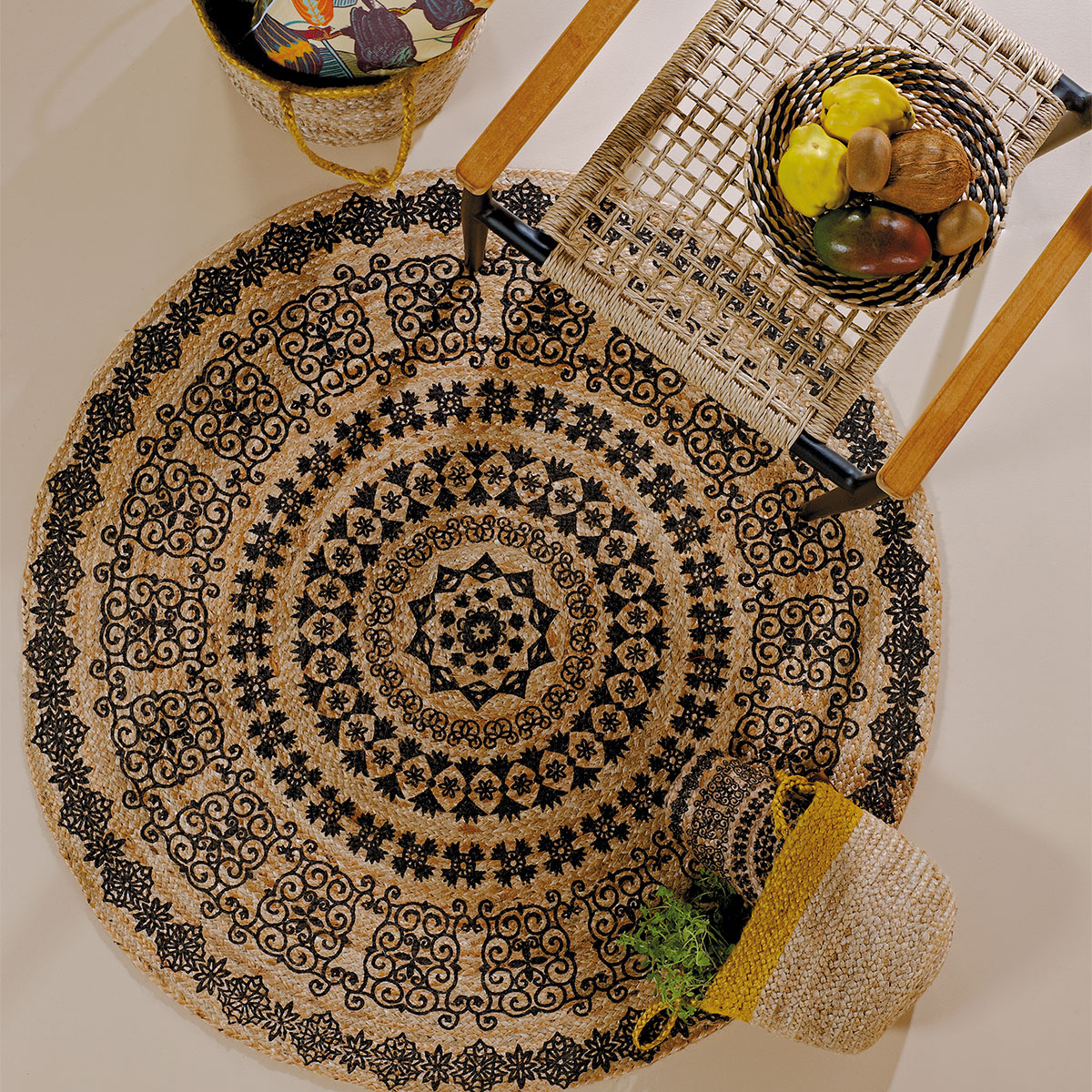 Στρογγυλό Χαλί Καλοκαιρινό (Φ120) Kentia Loft Yute 234